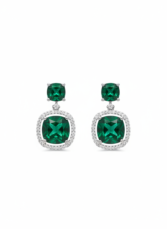 Pair of emerald green gemstone earrings 