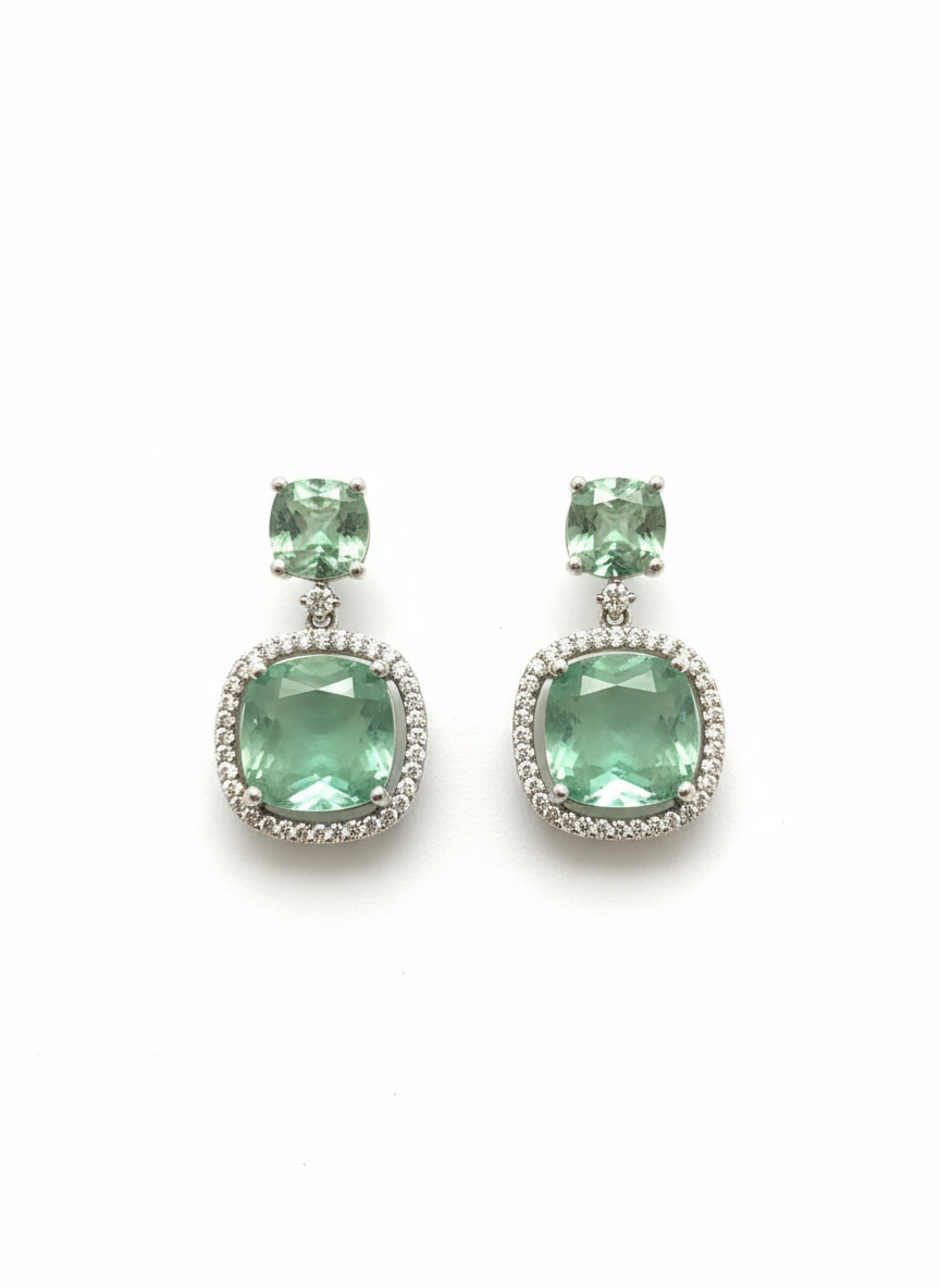 Pair of green gemstone earrings
