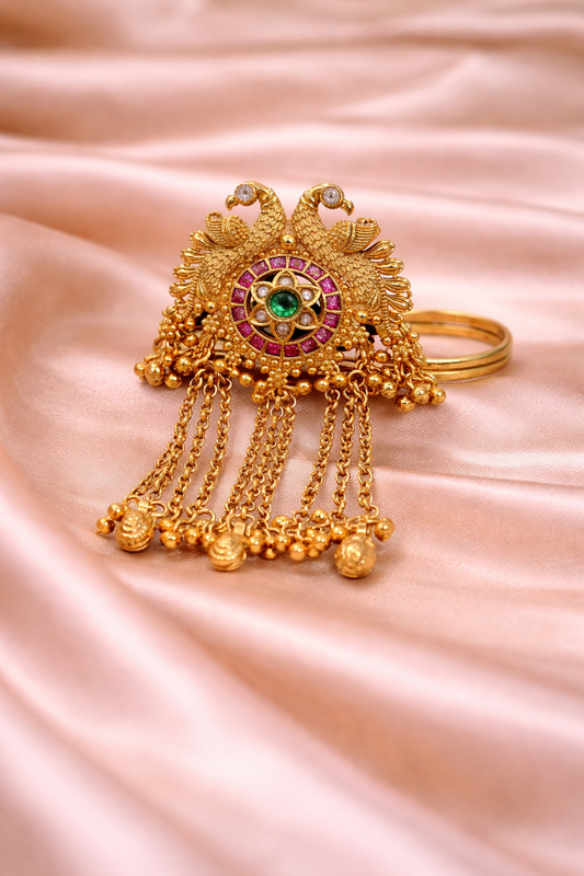 Mayura Ratna Temple Double Finger Ring