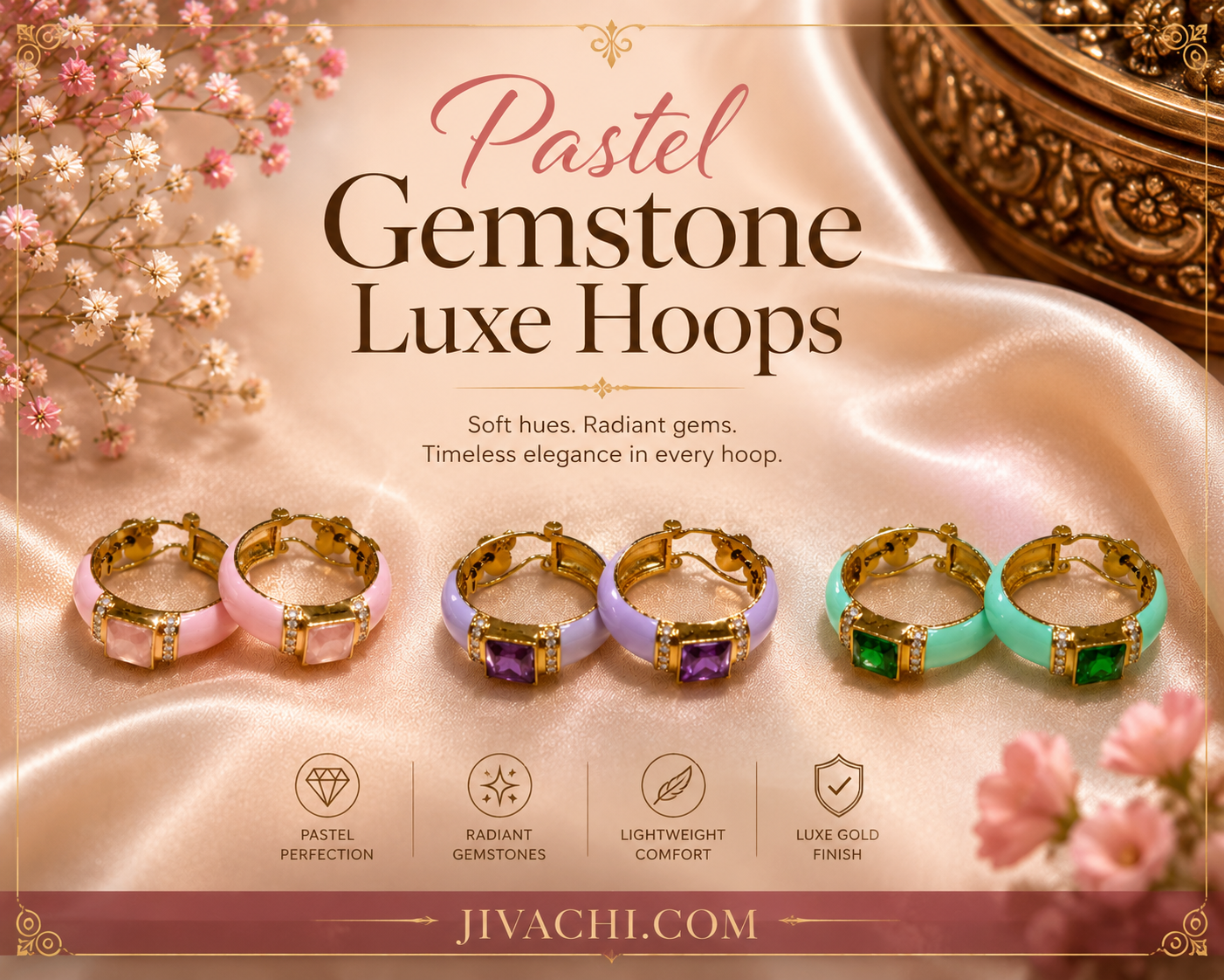Pastel Gemstone Luxe Hoops