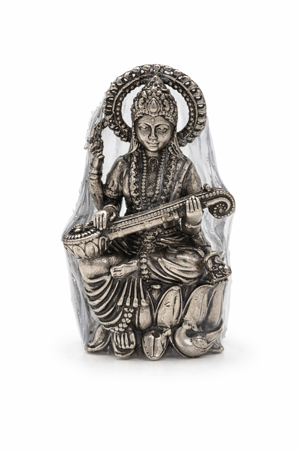 Saraswati Maa Silver Idol
