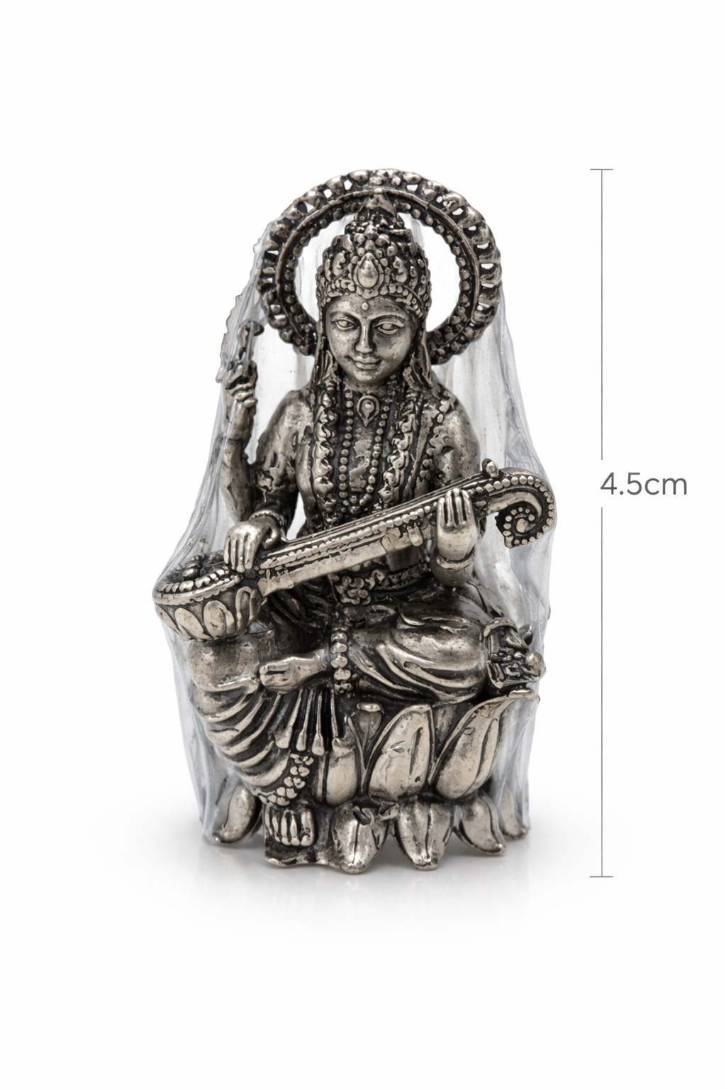 Saraswati Maa Silver Idol