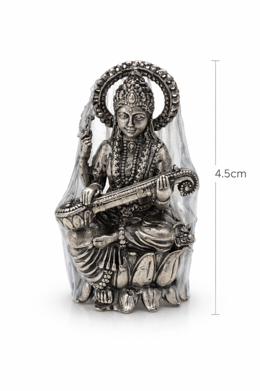 Saraswati Maa Silver Idol