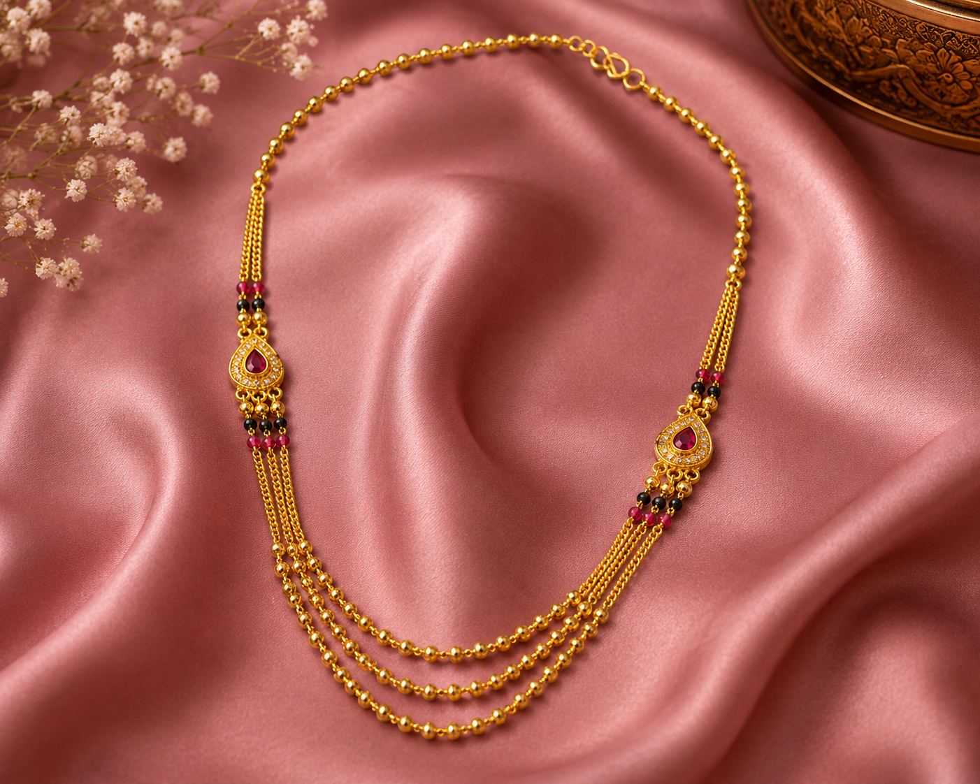 Ruhani Ruby Grace Golden Necklace