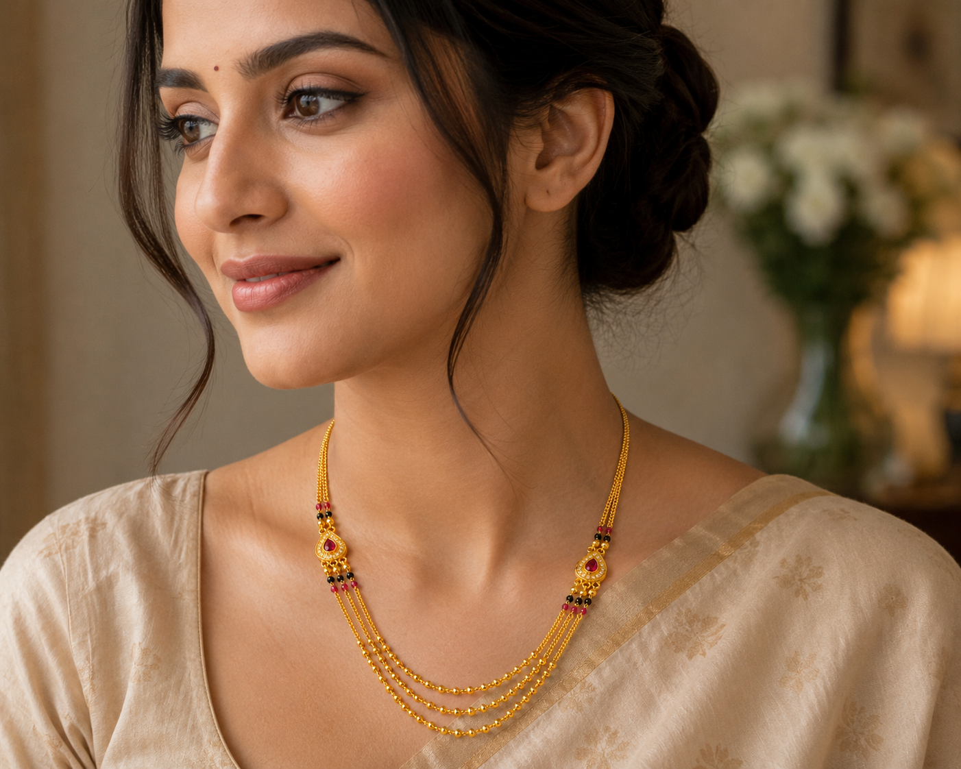 Ruhani Ruby Grace Golden Necklace