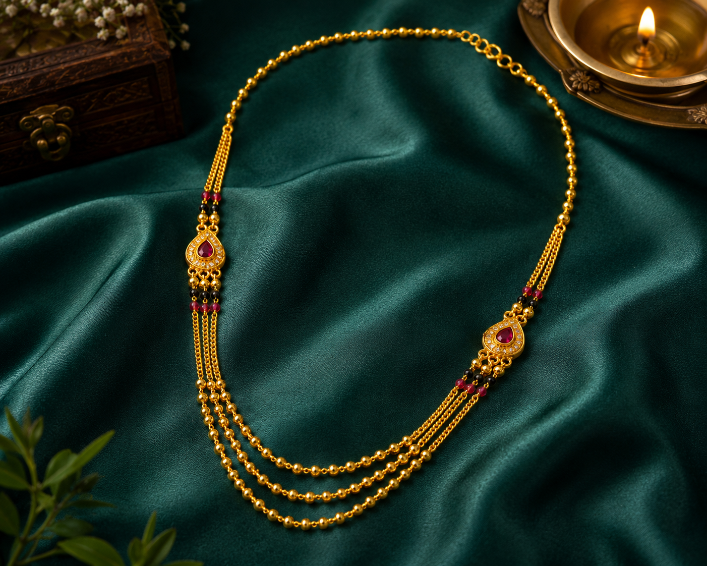 Ruhani Ruby Grace Golden Necklace