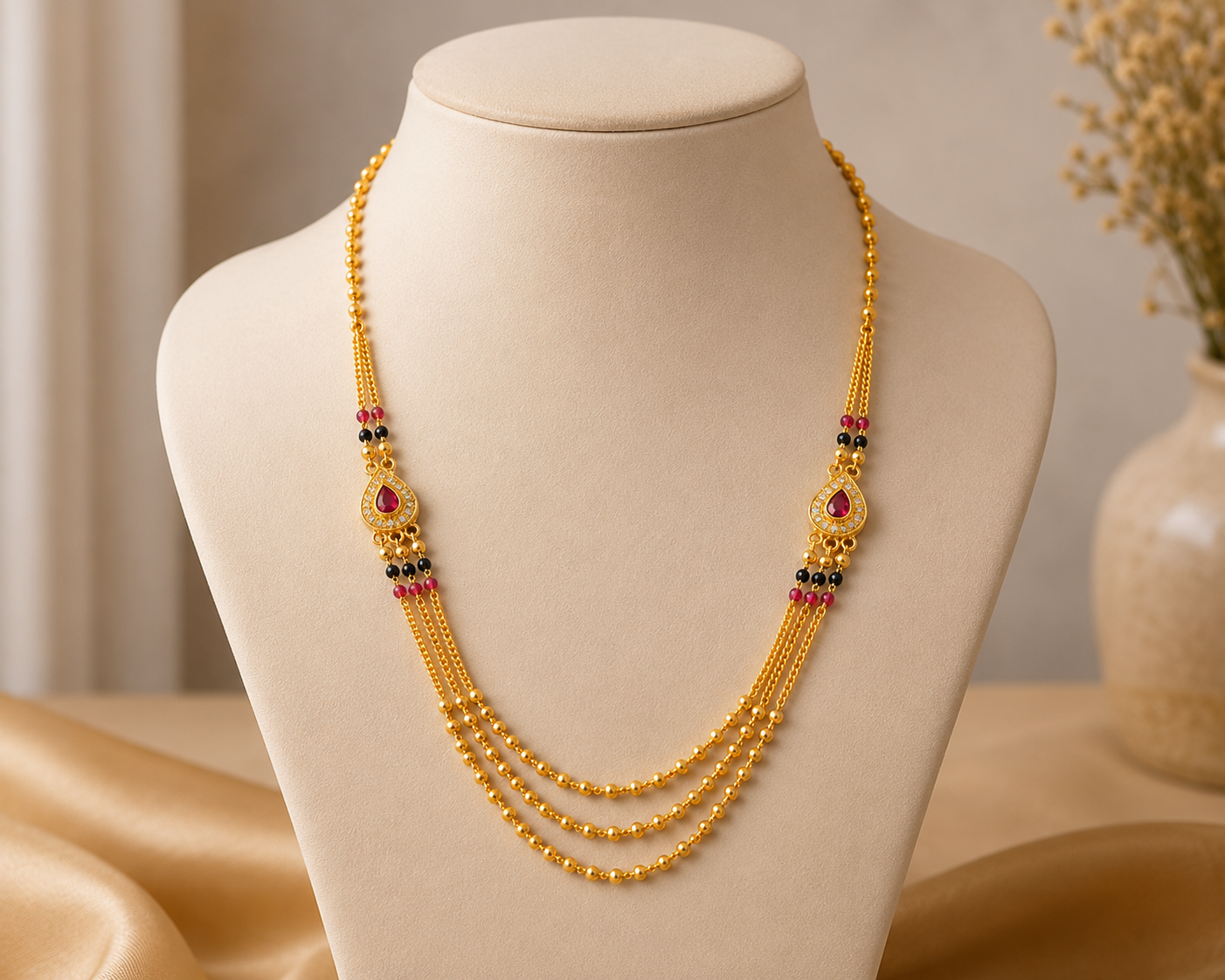 Ruhani Ruby Grace Golden Necklace