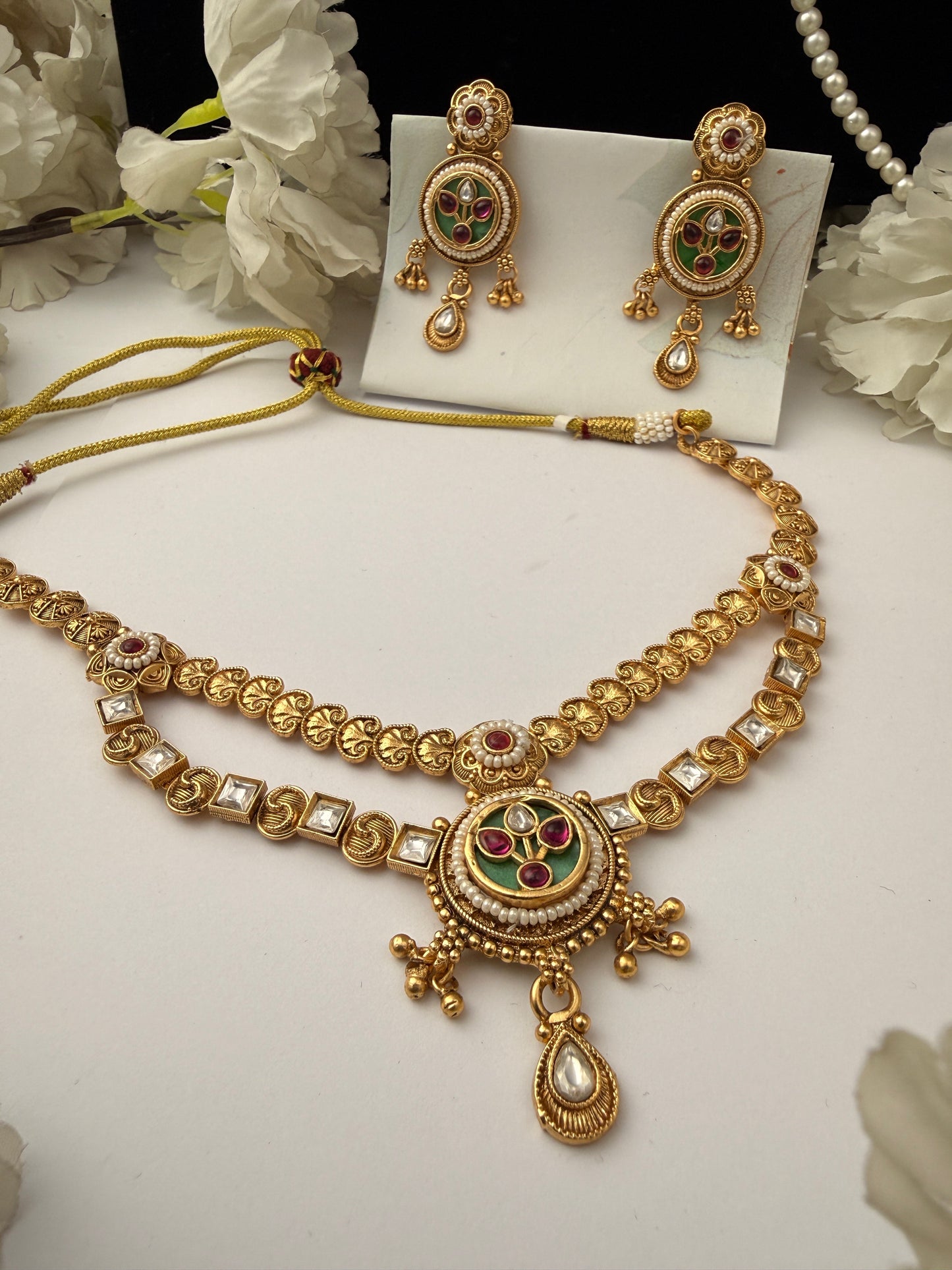 Padma Green Kundan Necklace Set