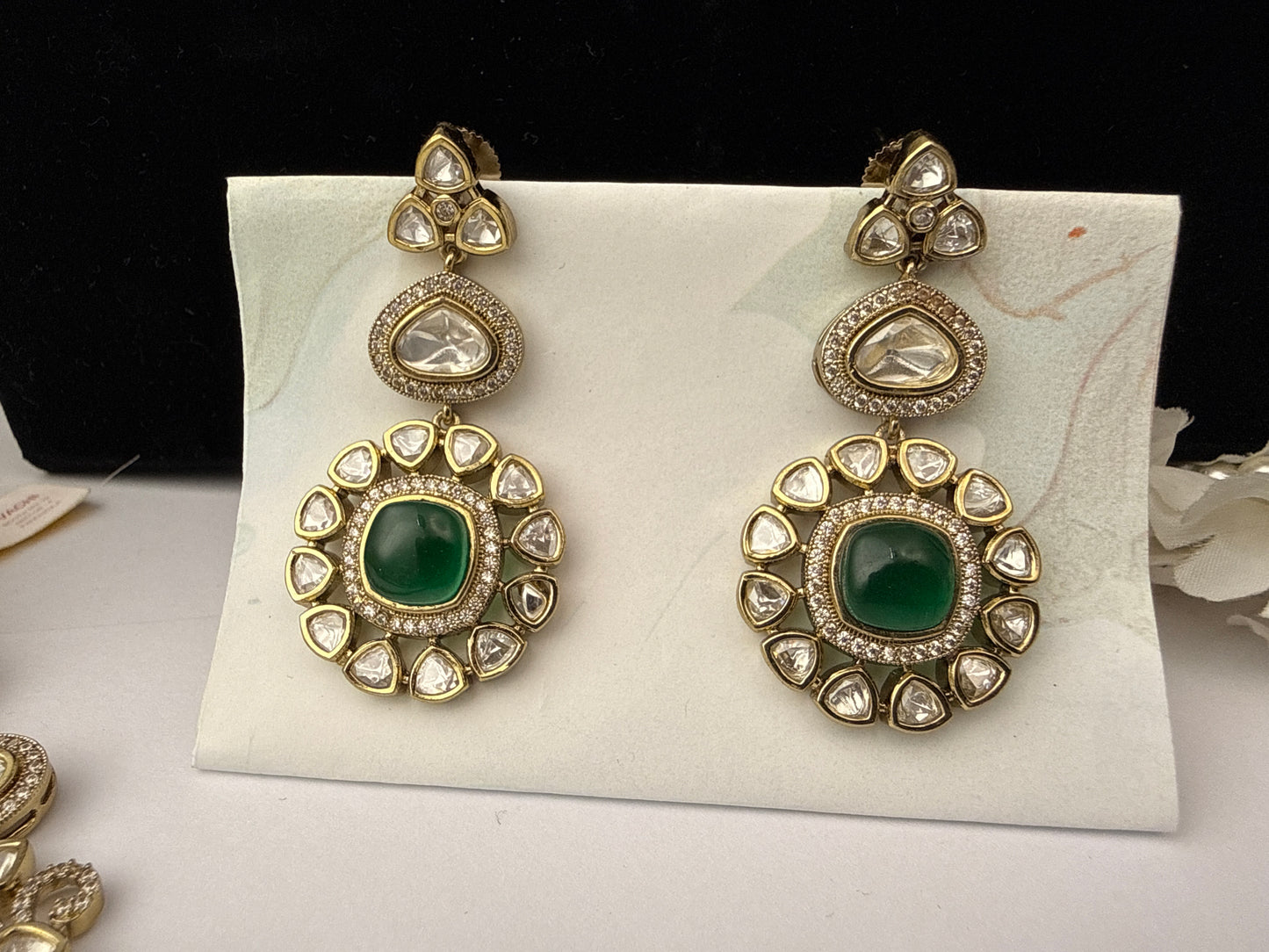 Emerald Noor Polki Necklace Set