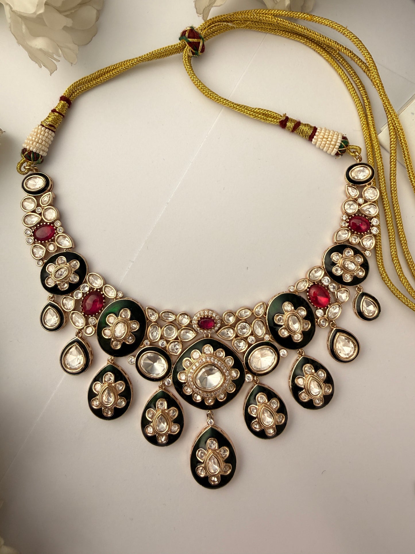 Mehreen Royal Kundan Black Enamel Necklace Set