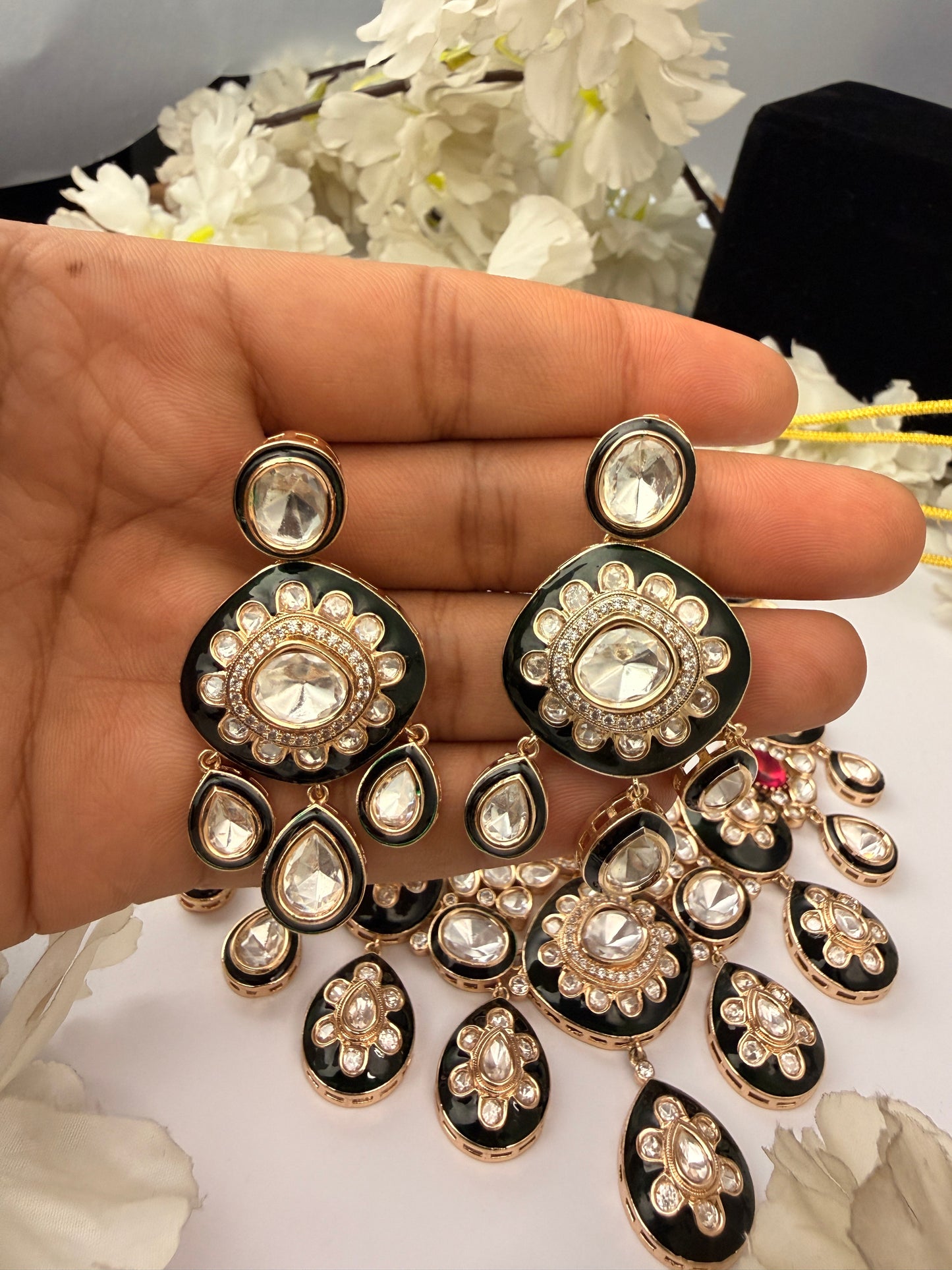 Mehreen Royal Kundan Black Enamel Necklace Set