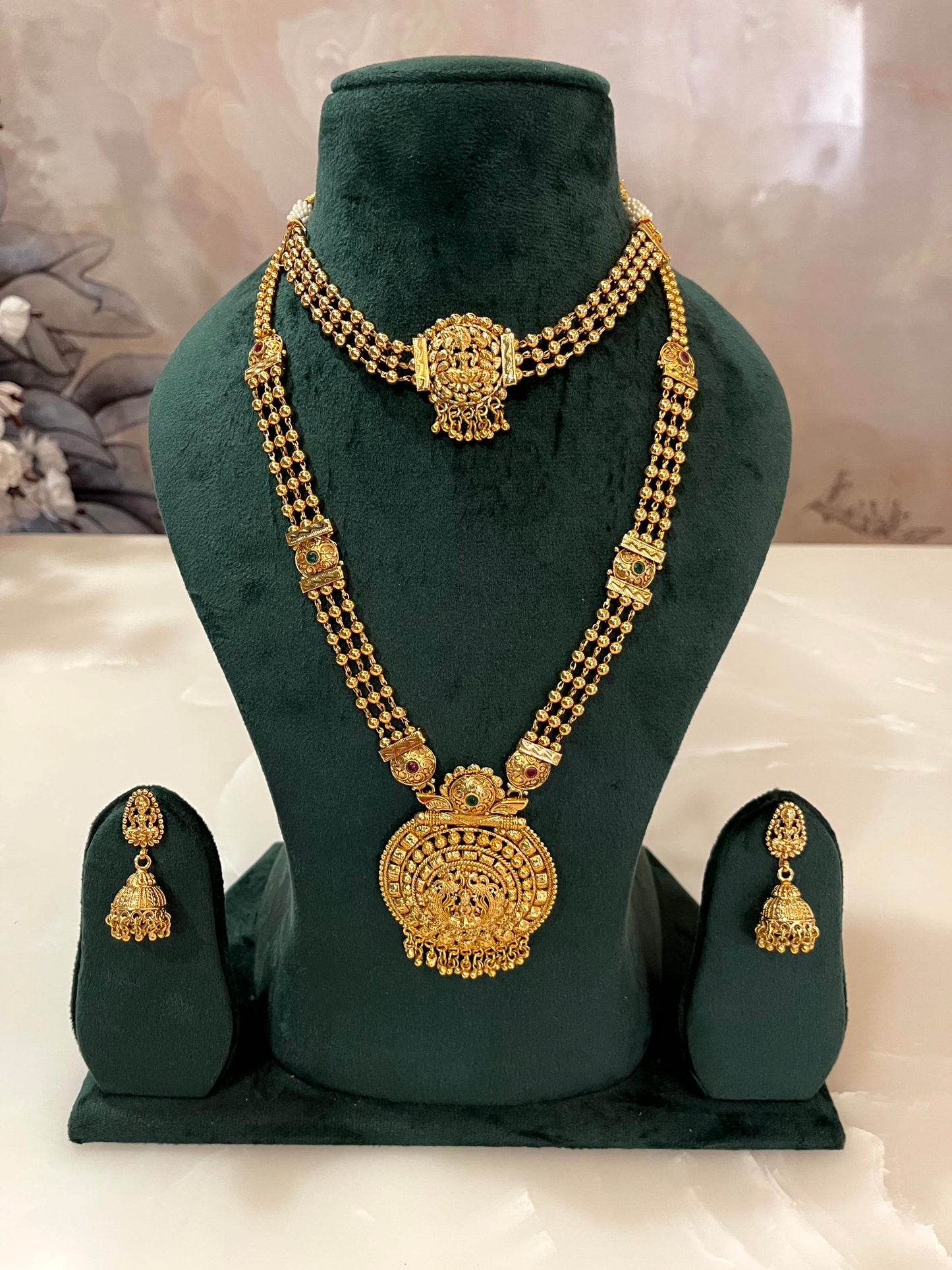 Devi Lakshmi Maa Dual Necklace Set