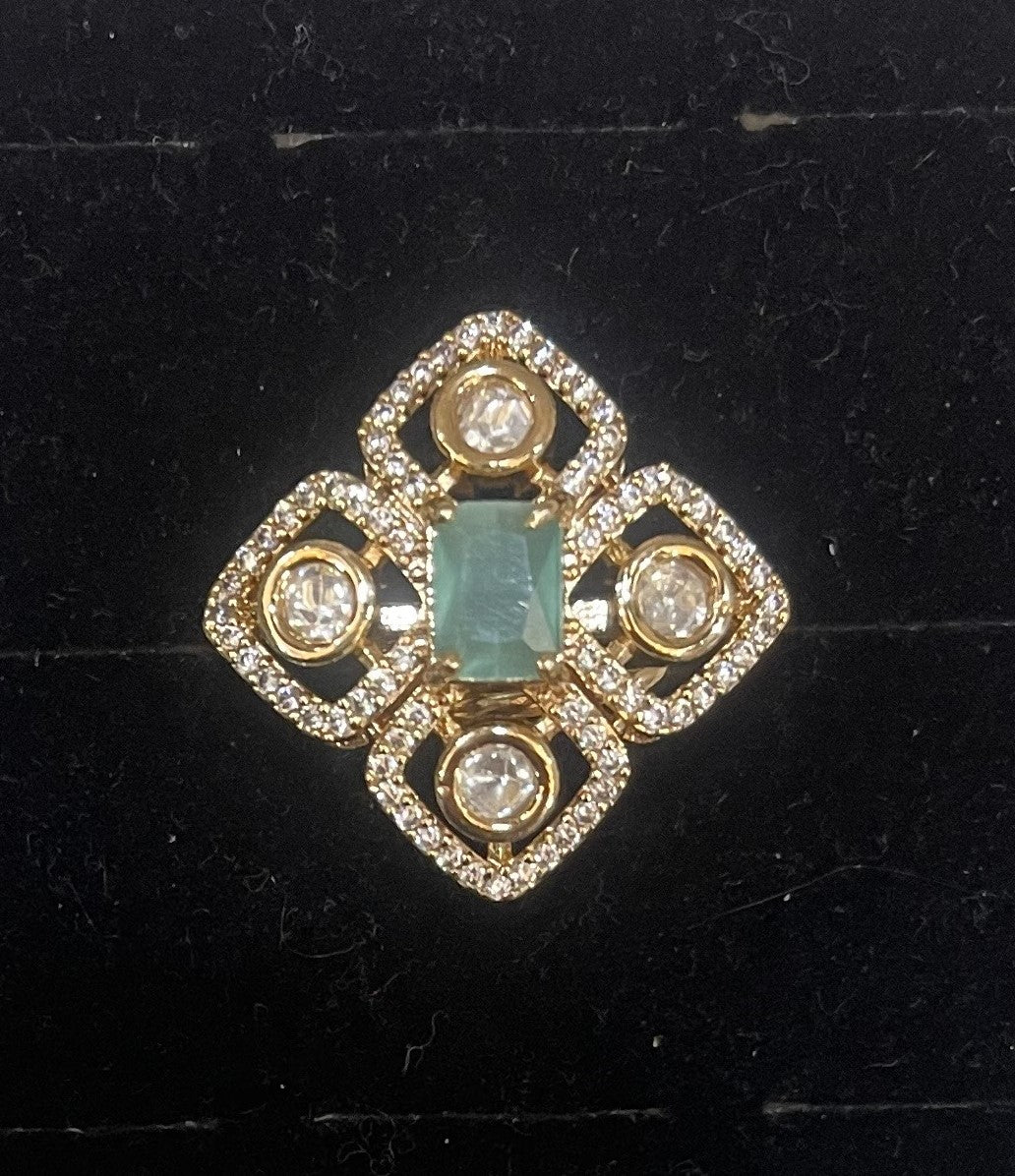 Diamond-Style Emerald Aura Statement Ring