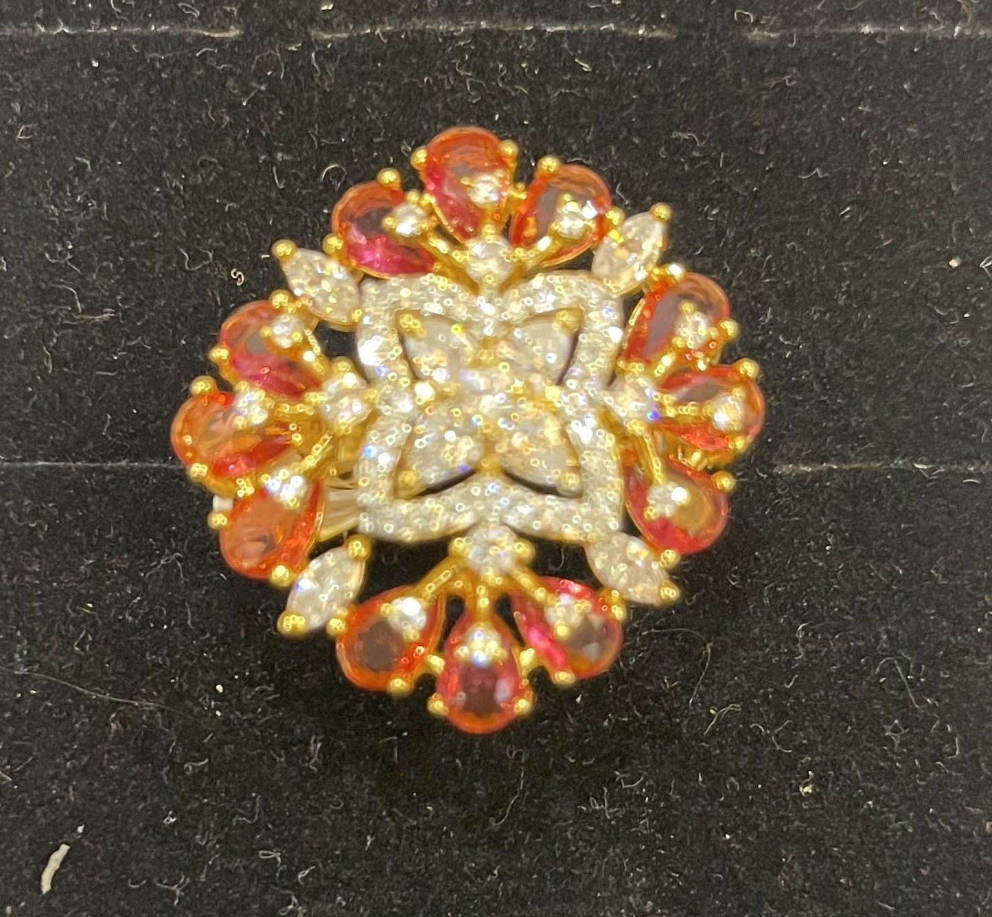 Crimson Bloom Diamond-Style Ring