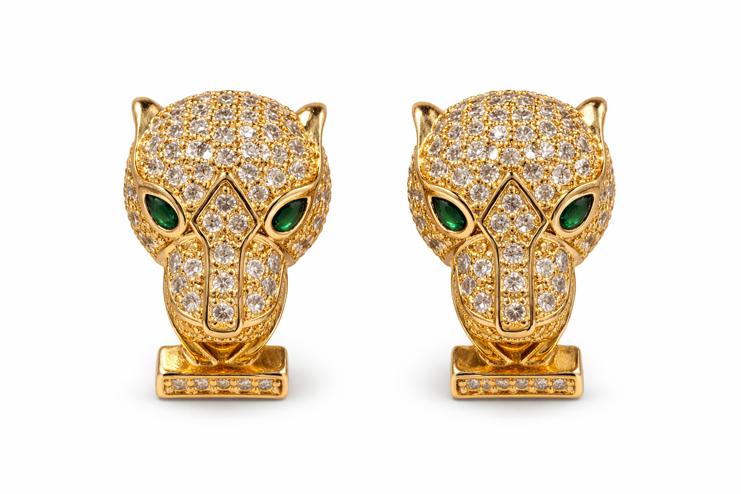 Emerald Eye Jaguar Luxe CZ Stud Earrings