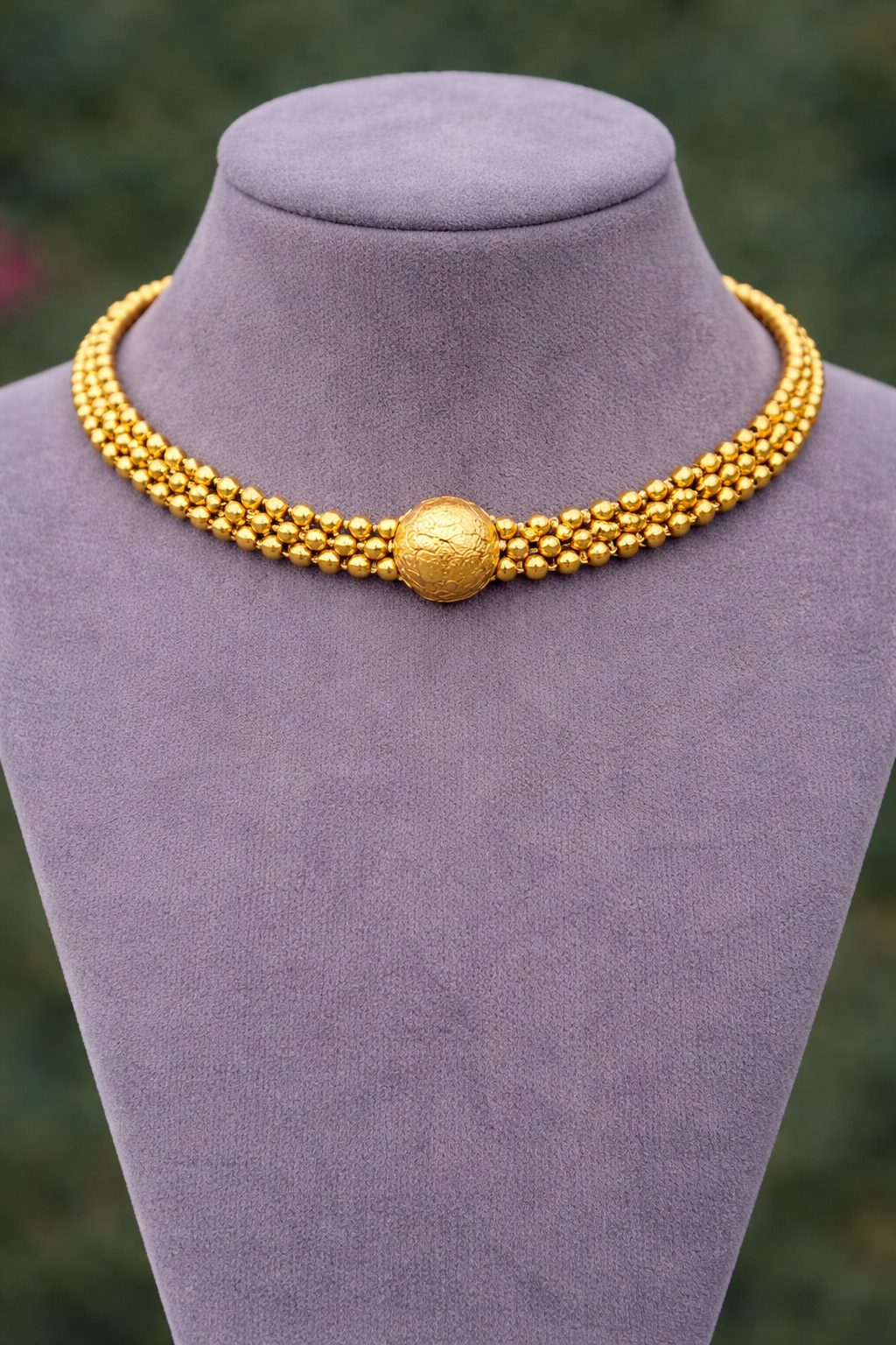 Traditional Golden Bead Short Necklace