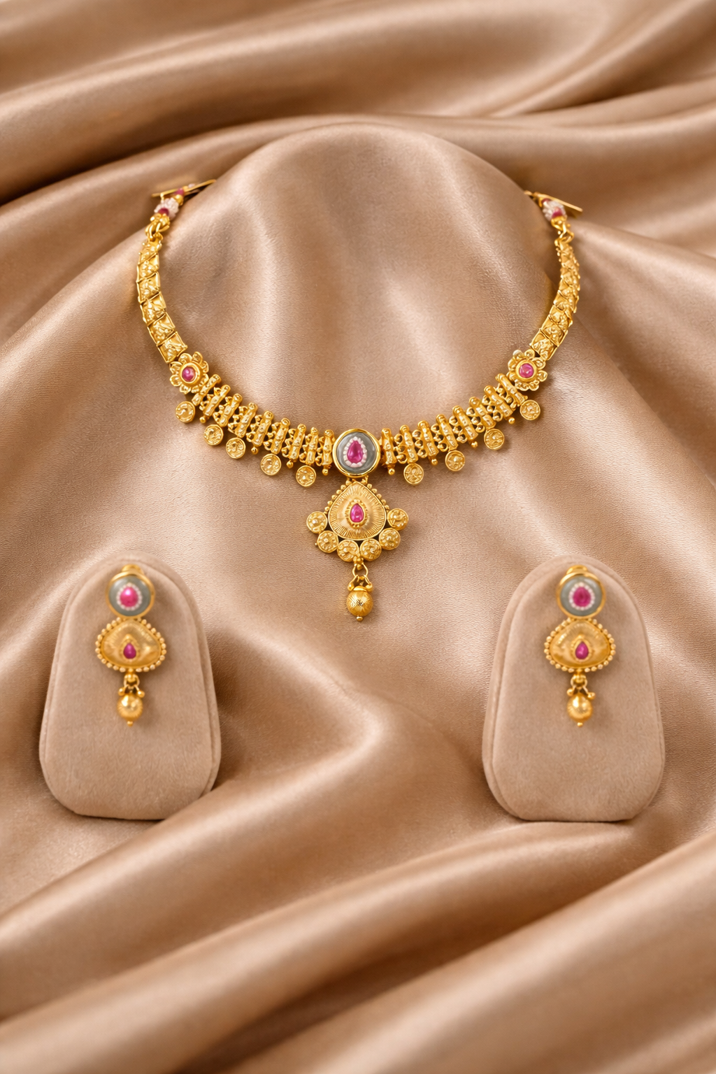 Kumudini Gold-Tone Temple Necklace Set