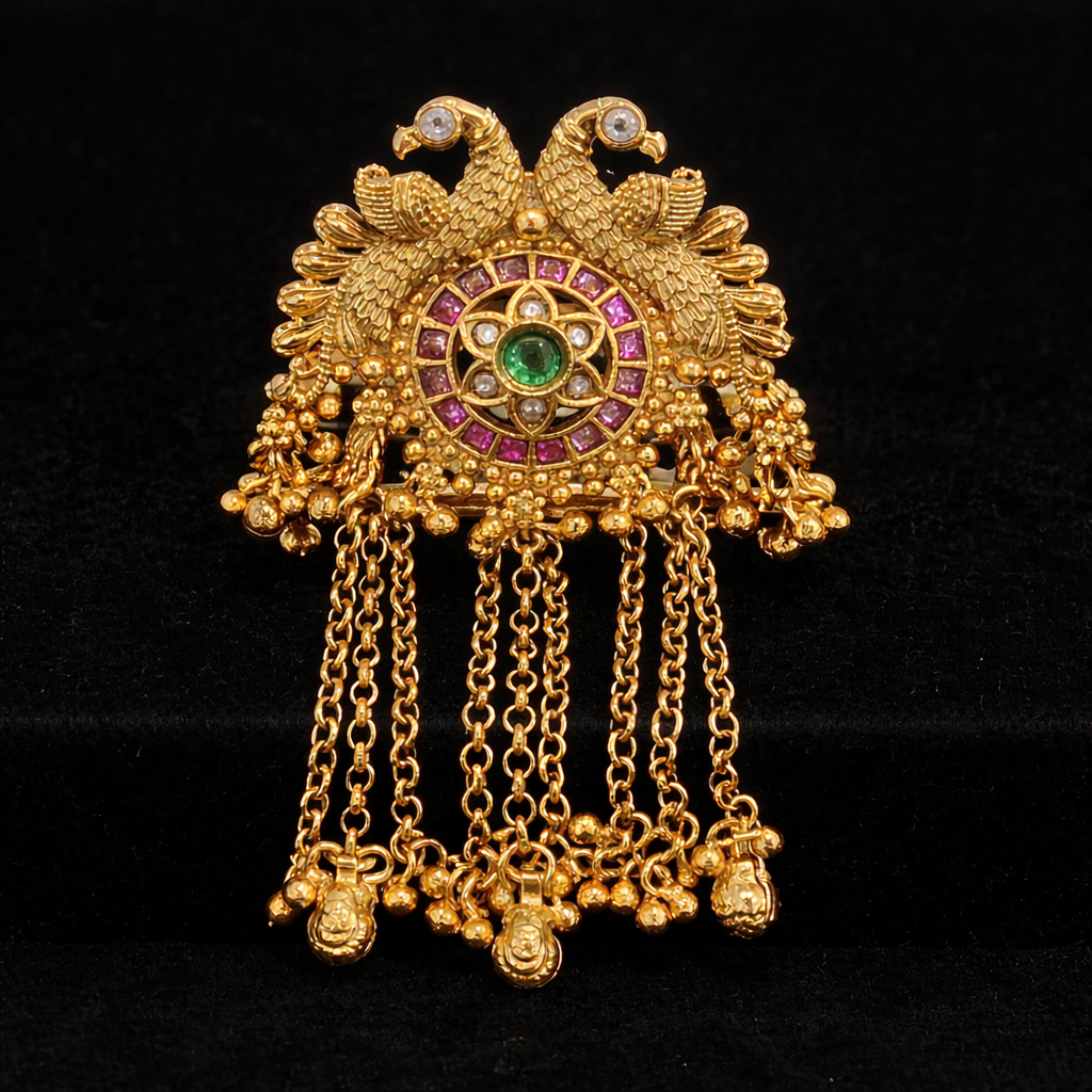 Mayura Ratna Temple Double Finger Ring