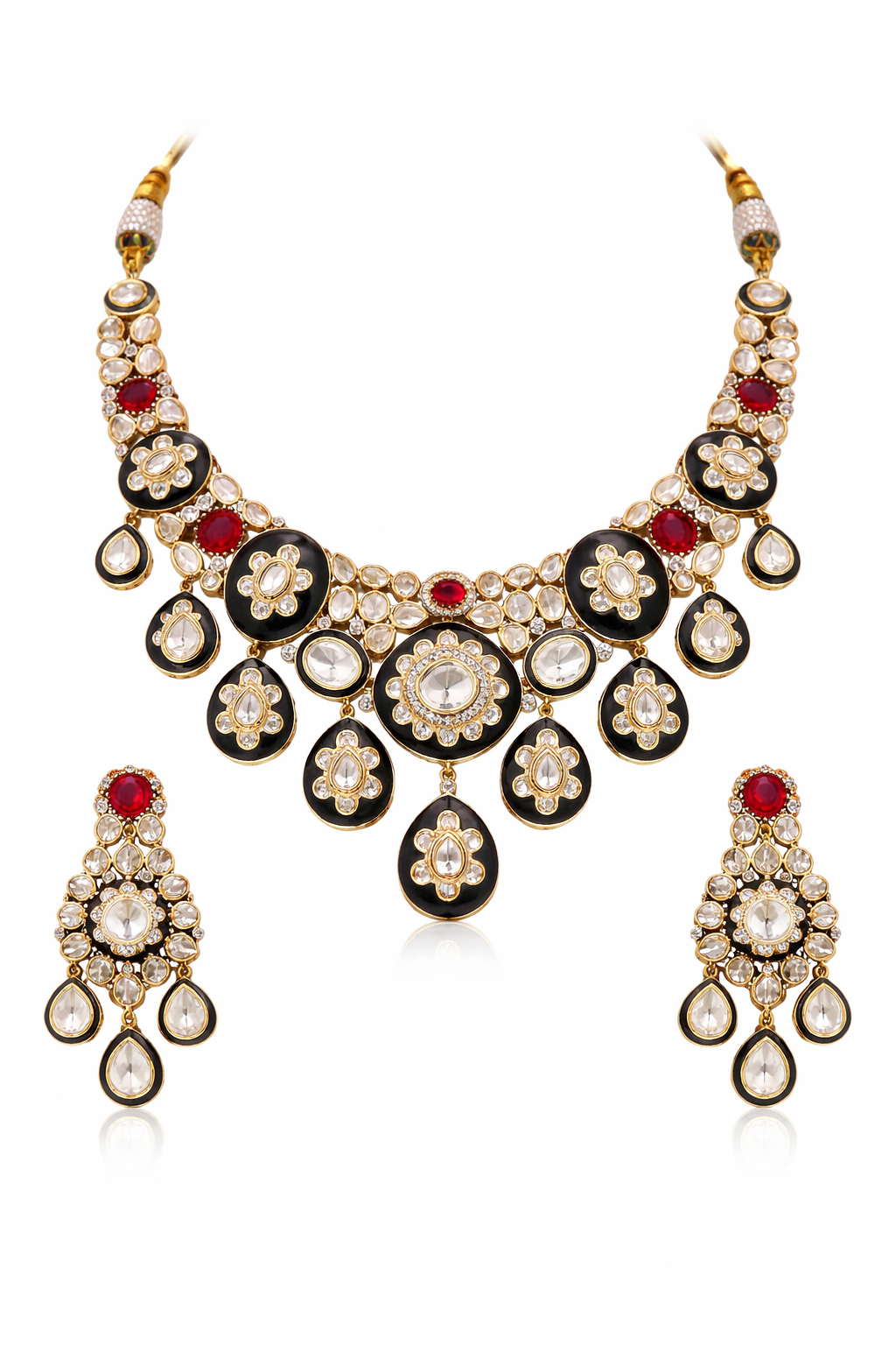 Mehreen Royal Kundan Black Enamel Necklace Set