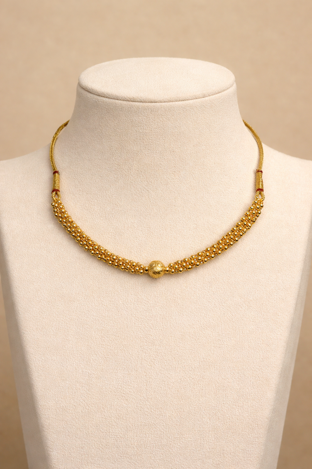 Traditional Golden Bead Short Necklace