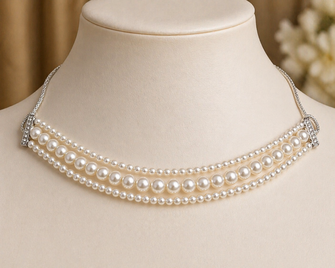 Multi-Strand Pearl Choker Necklace