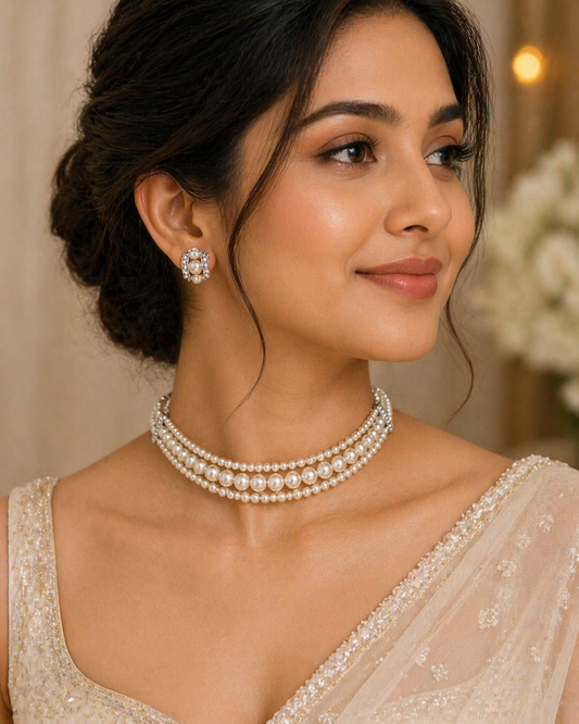 Multi-Strand Pearl Choker Necklace