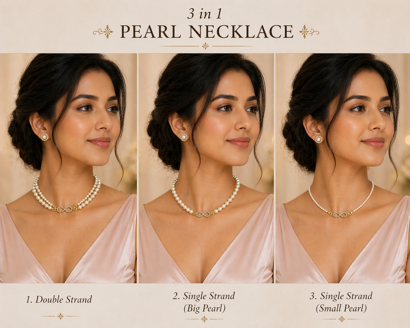 Infinity Elegance 3-in-1 Pearl Necklace