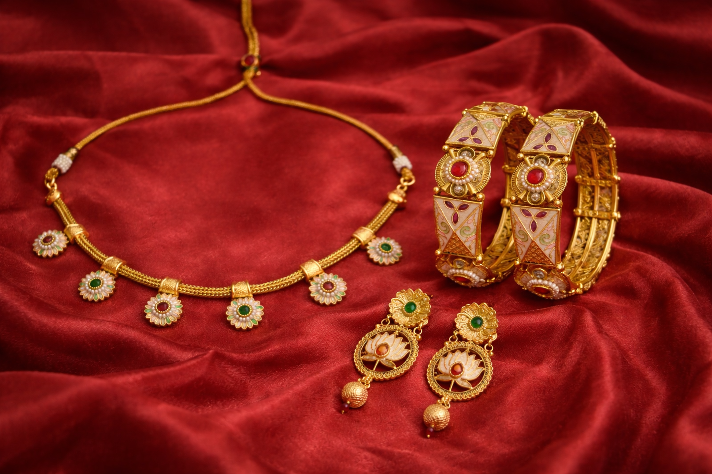 Meenakari Floral Heritage Necklace Set