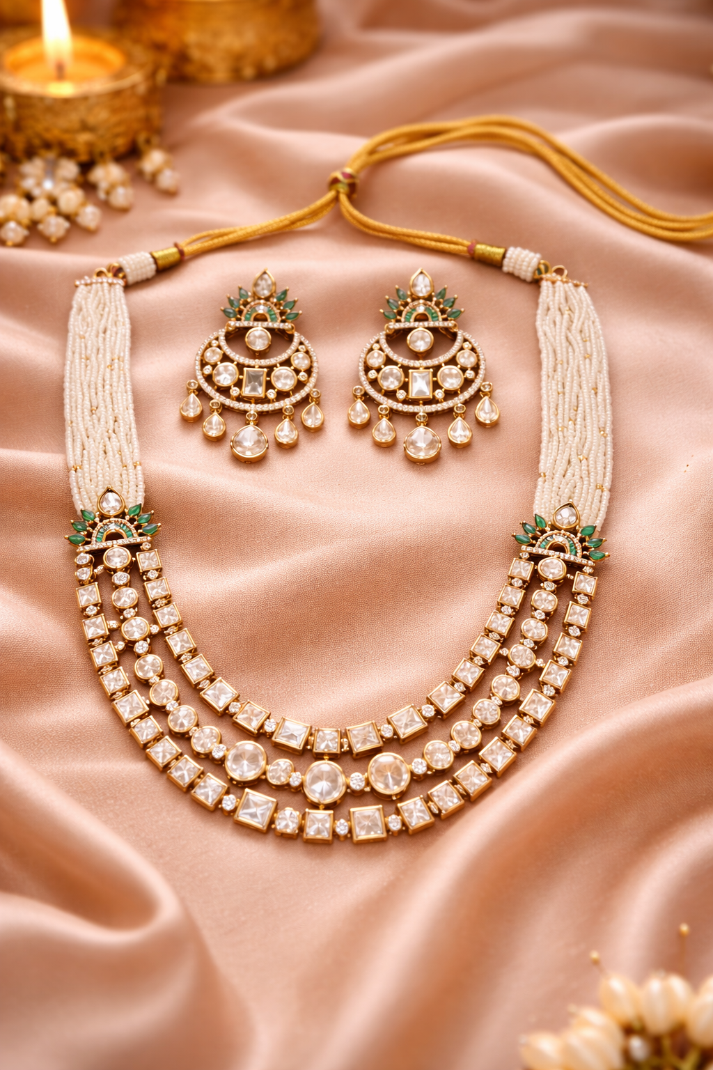 Chandrika Moissanite Polki Necklace Set
