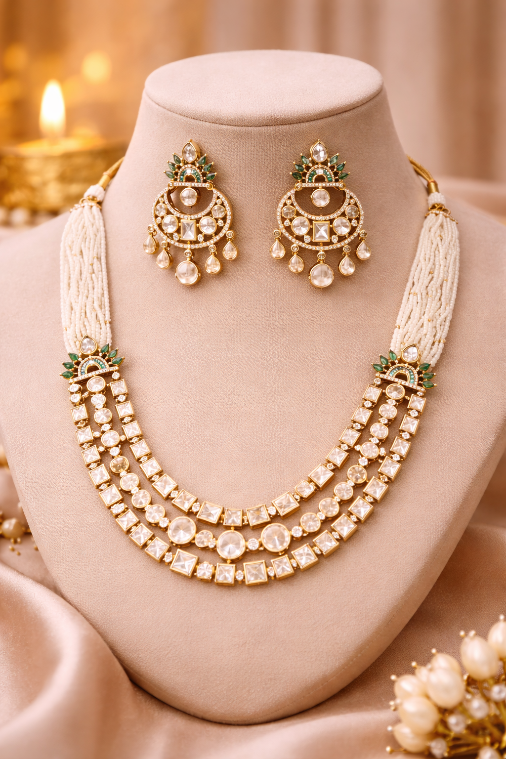 Chandrika Moissanite Polki Necklace Set