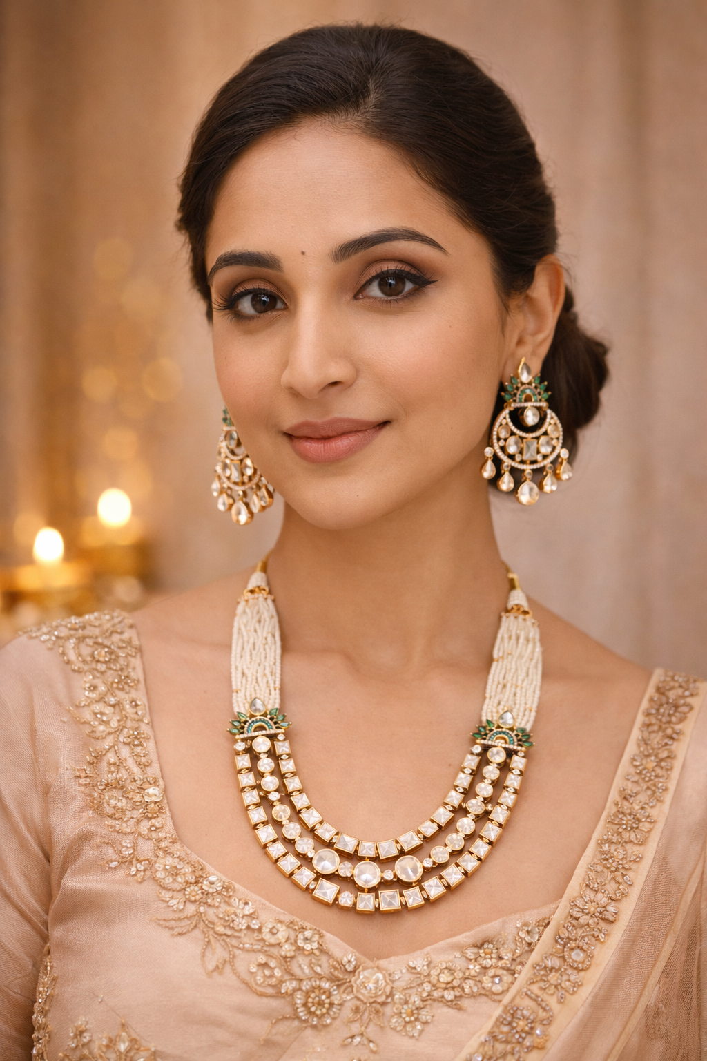 Chandrika Moissanite Polki Necklace Set