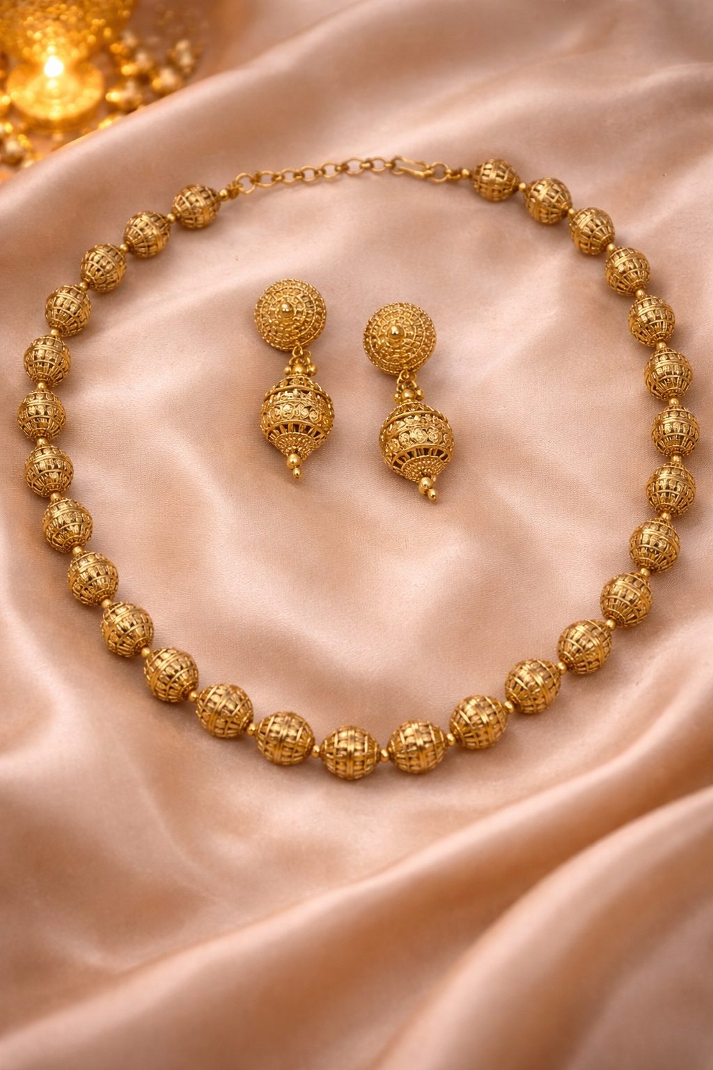 Swarnika Heritage Gold Beaded Necklace Set