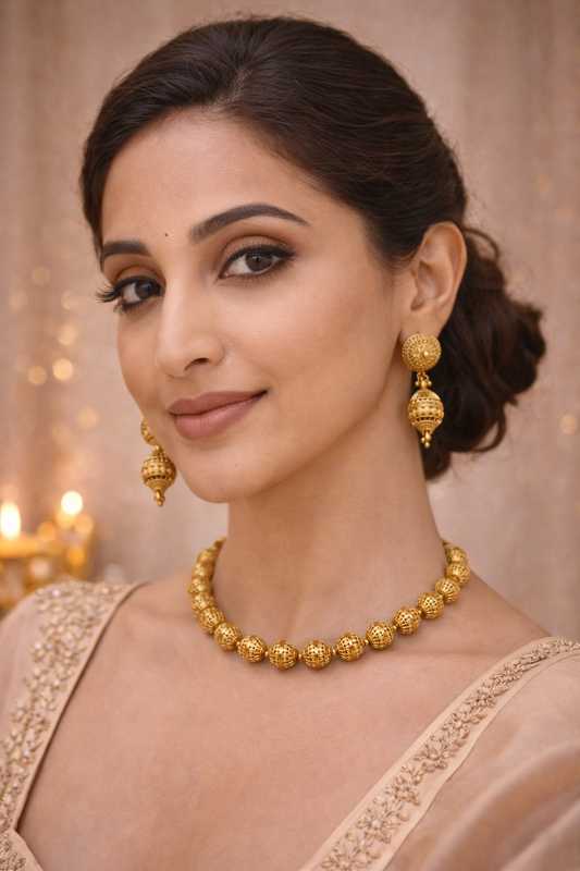 Swarnika Heritage Gold Beaded Necklace Set