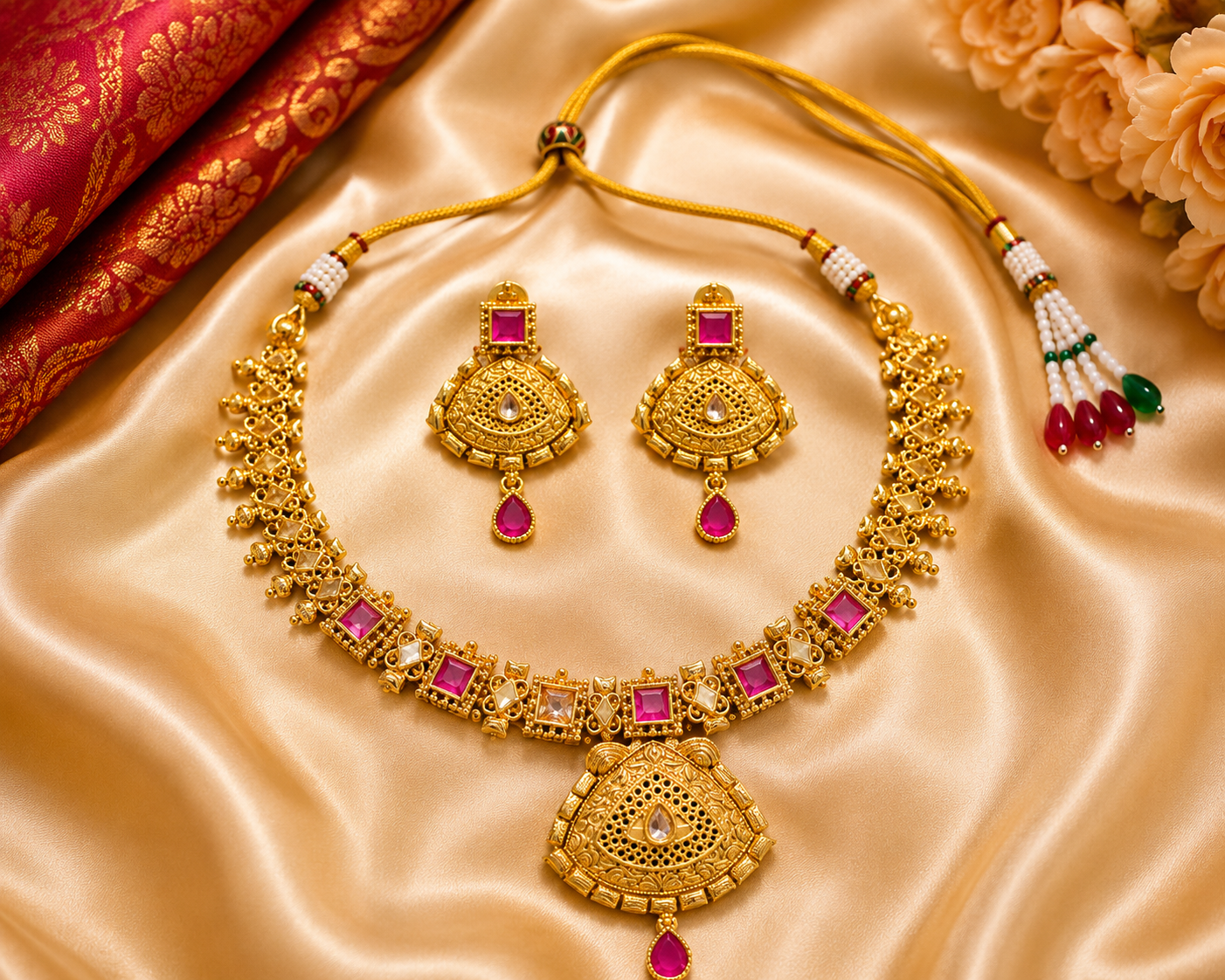Nayantara Antique Temple Necklace Set