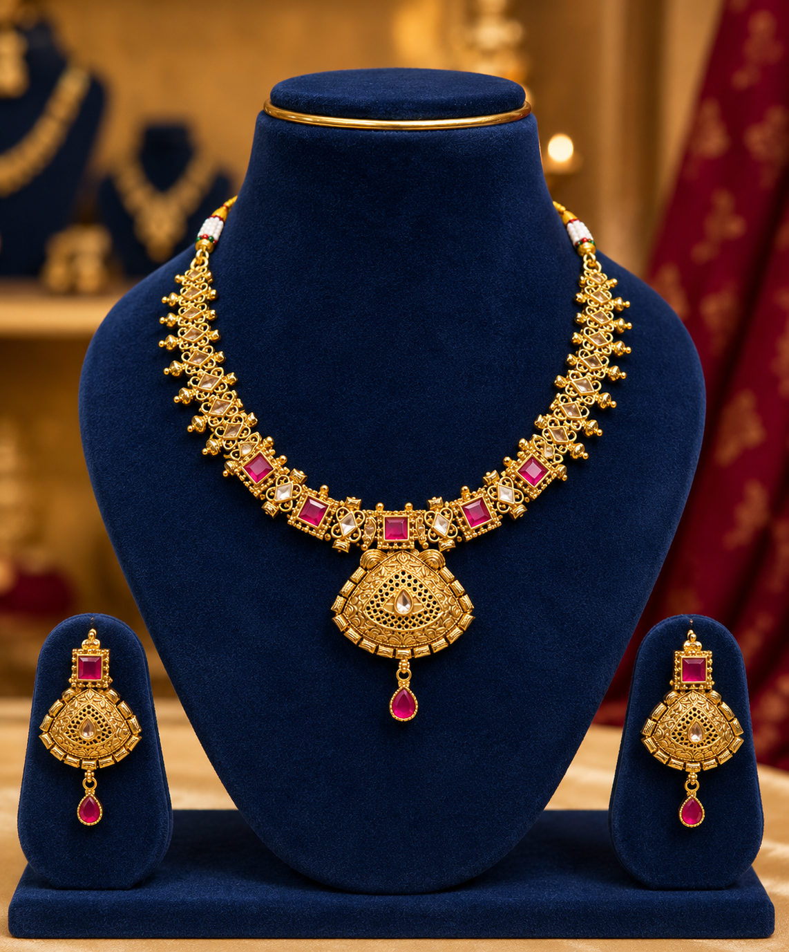 Nayantara Antique Temple Necklace Set