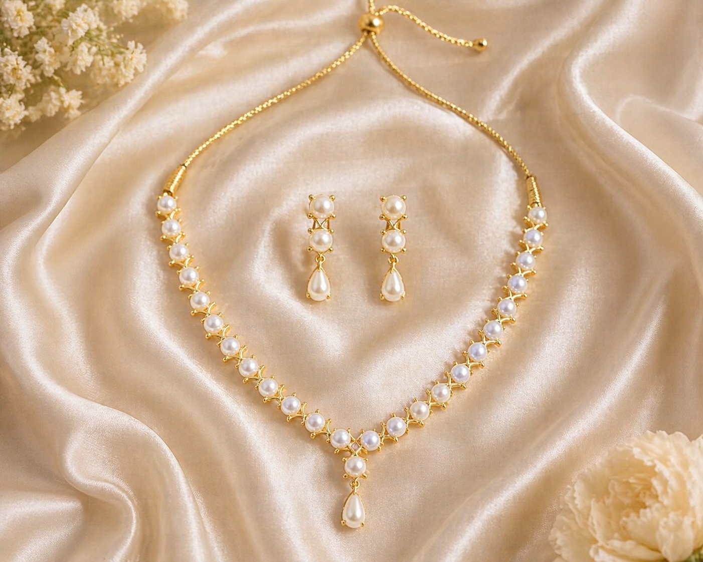 Petite Pearl Drop Necklace Set