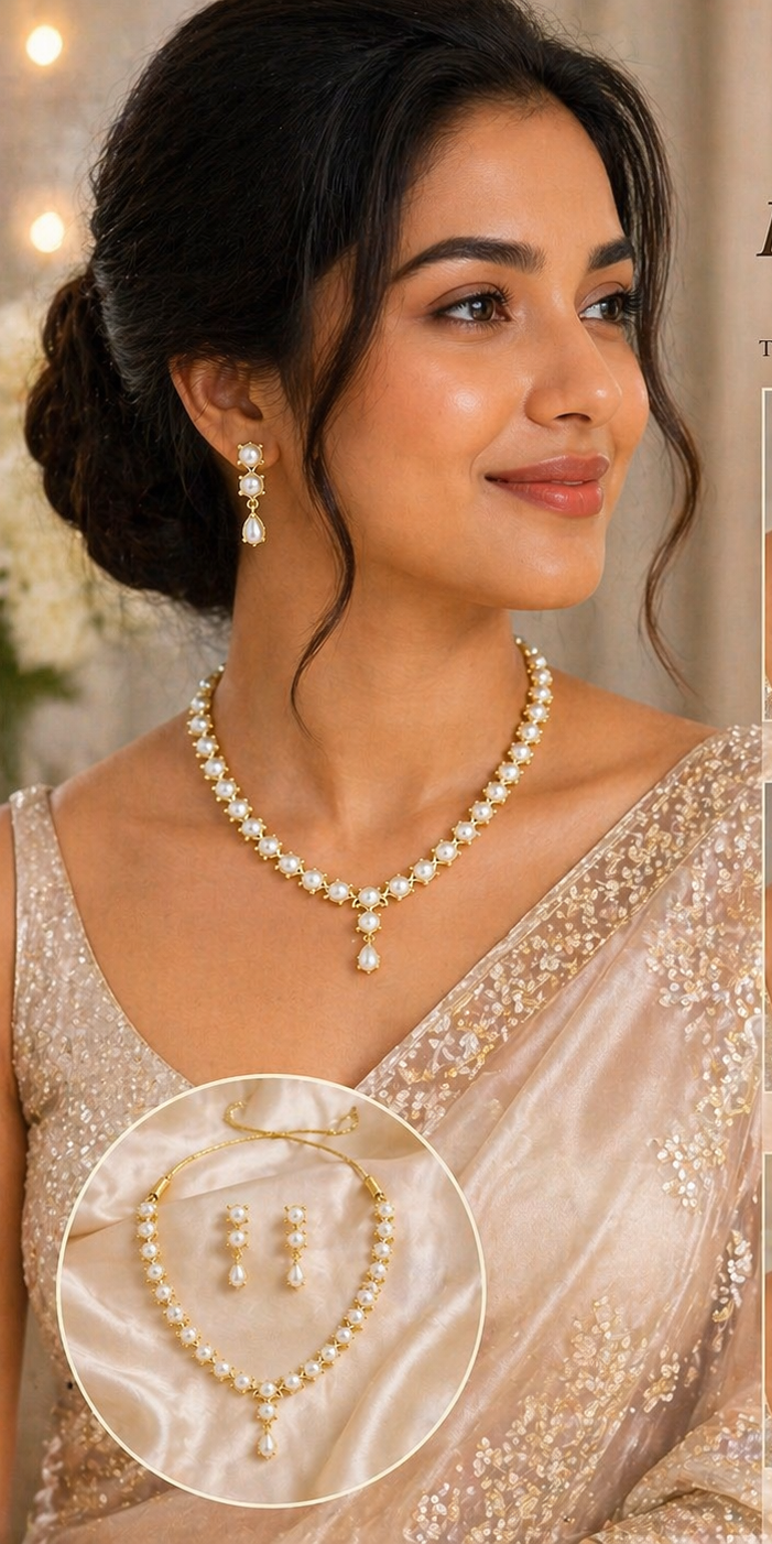 Petite Pearl Drop Necklace Set