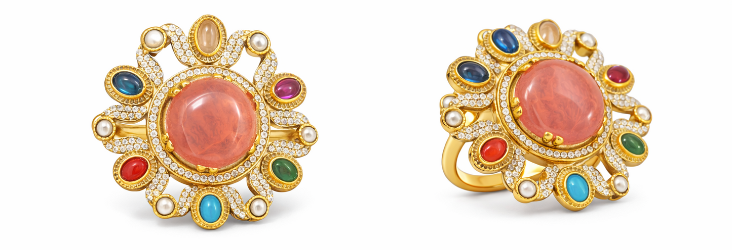 Navratna Royale Statement Cocktail Ring