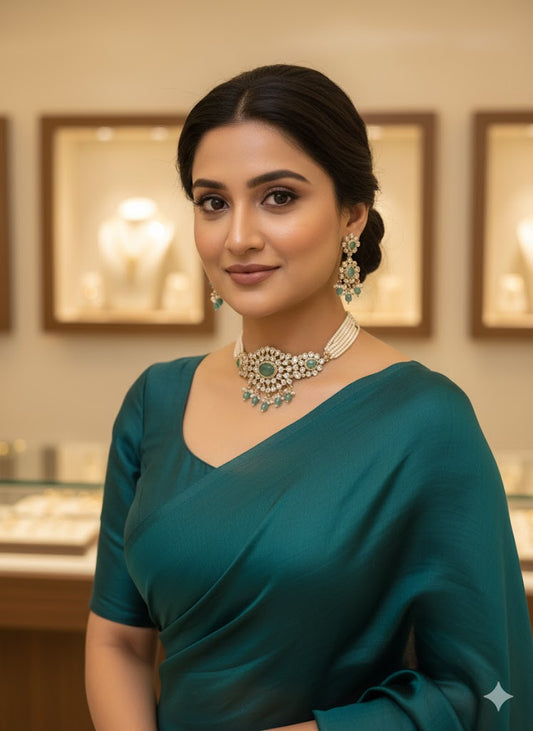 Exquisite moissanite copy jewellery set with necklace and earrings