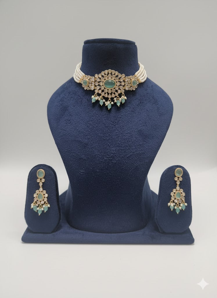 Moissanite copy Jewelry set with necklace and earrings