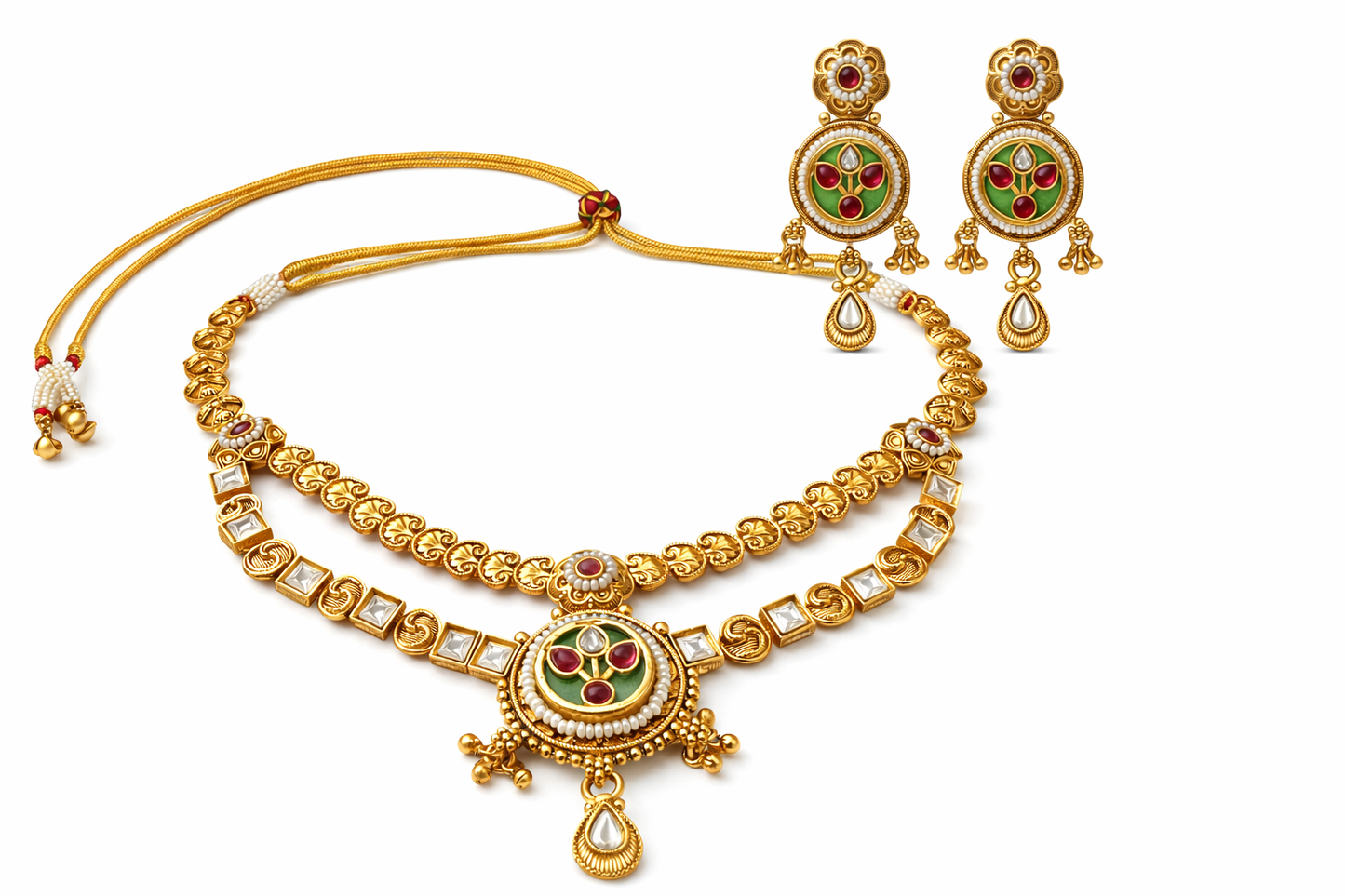 Padma Green Kundan Necklace Set