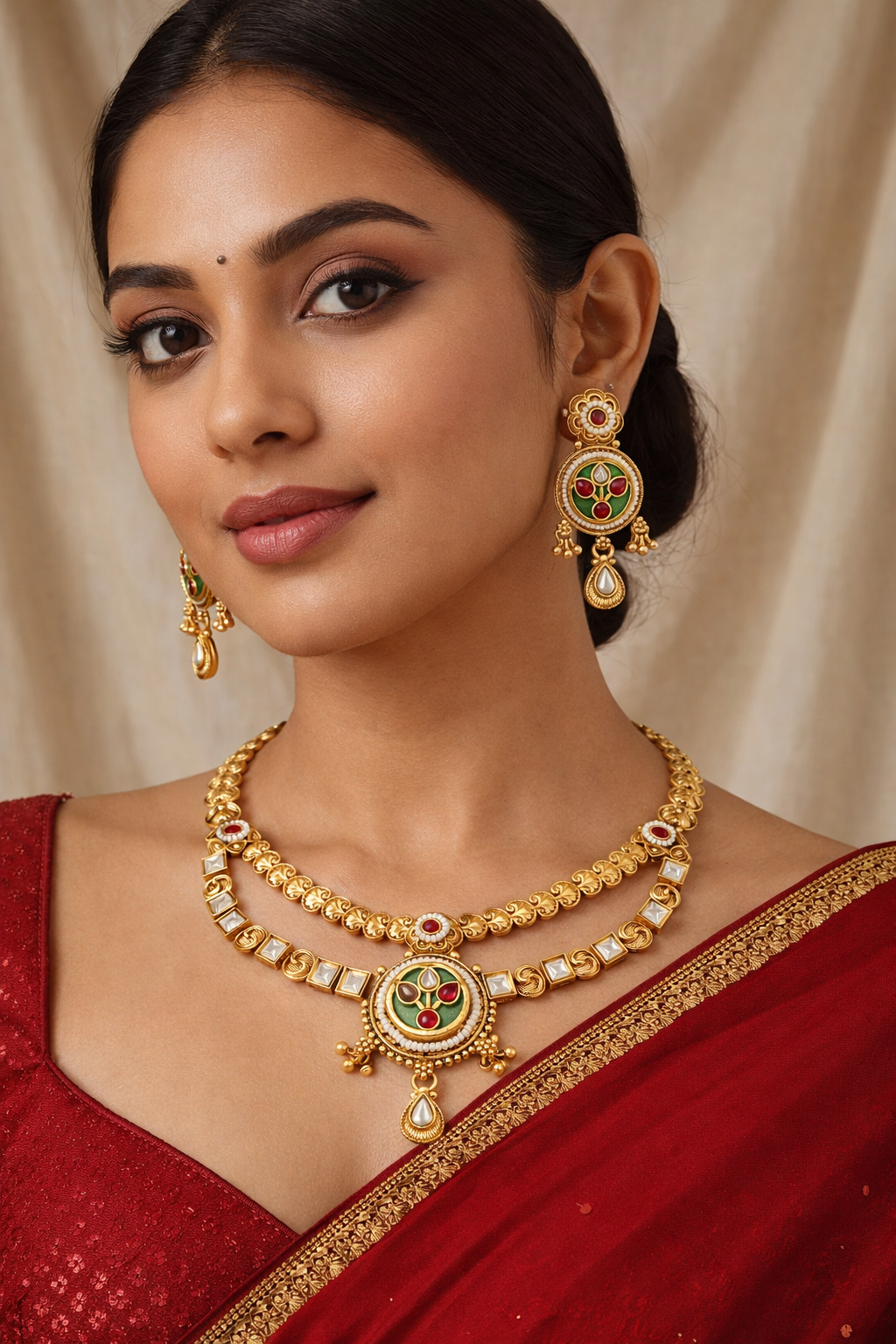 Padma Green Kundan Necklace Set