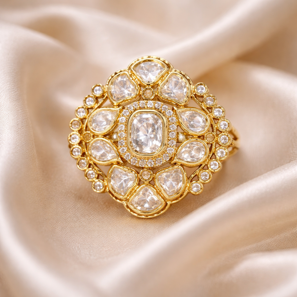 Noor-E-Zara Kundan Statement Ring