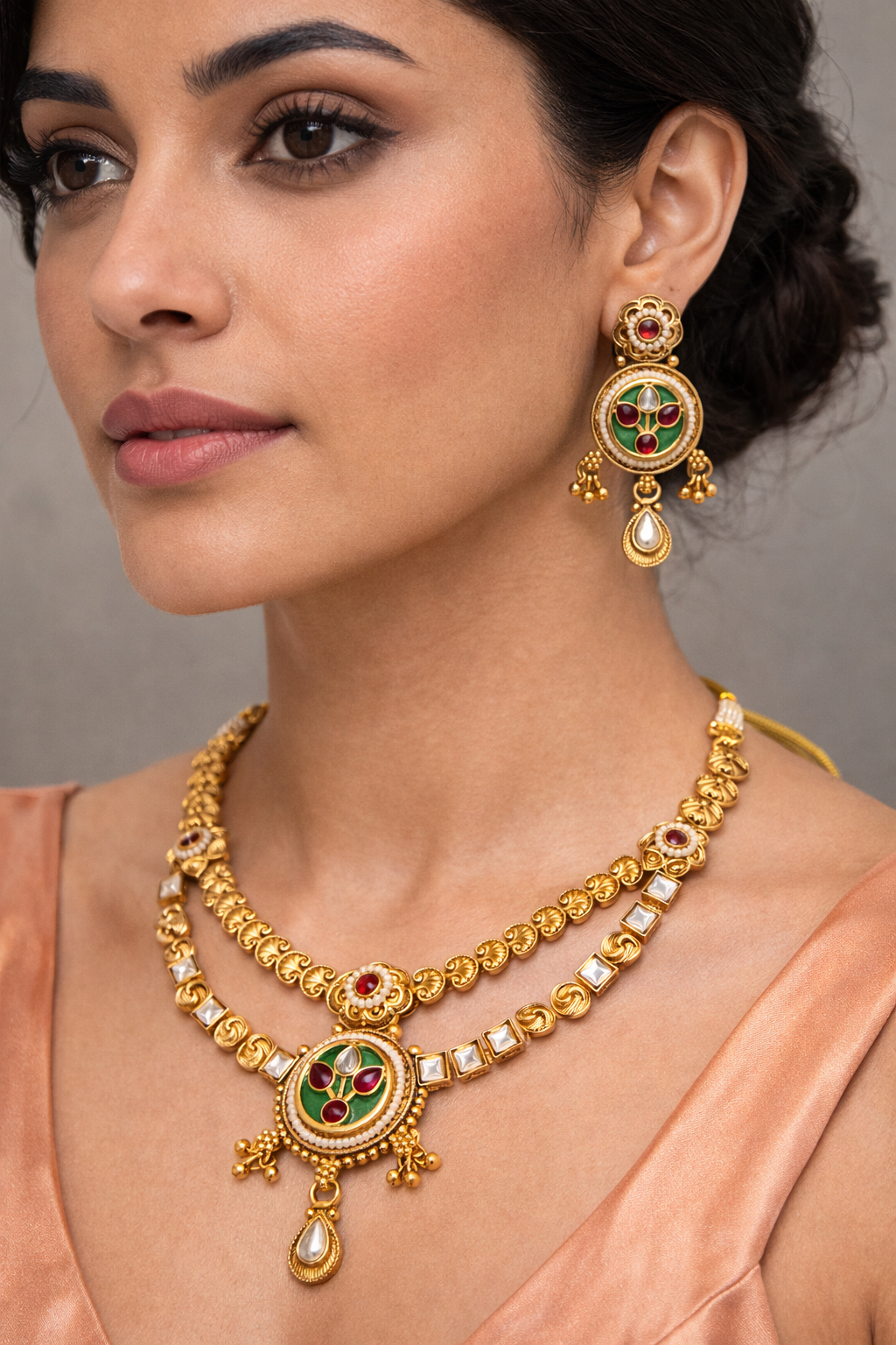 Padma Green Kundan Necklace Set