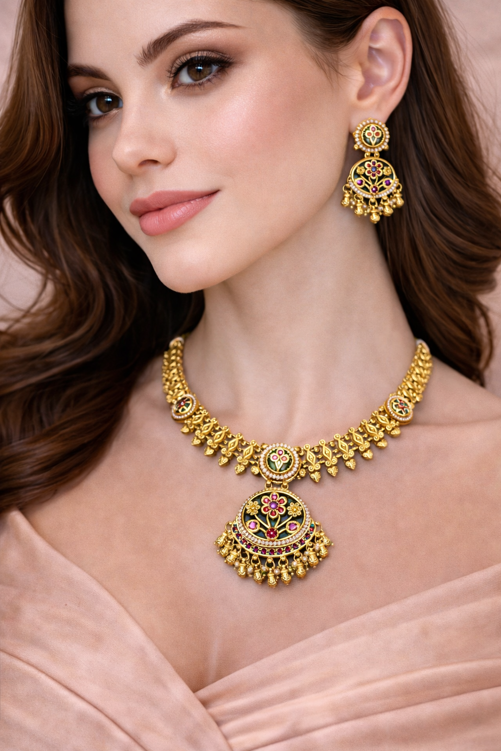 Padma Ratna Floral Necklace Set