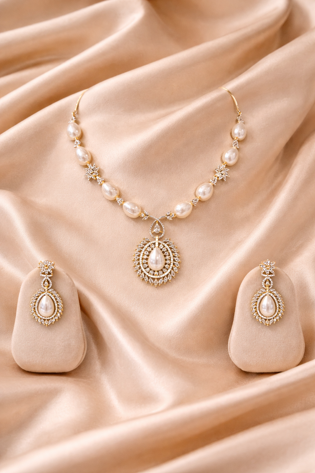 Pearl Radiance Teardrop Necklace Set