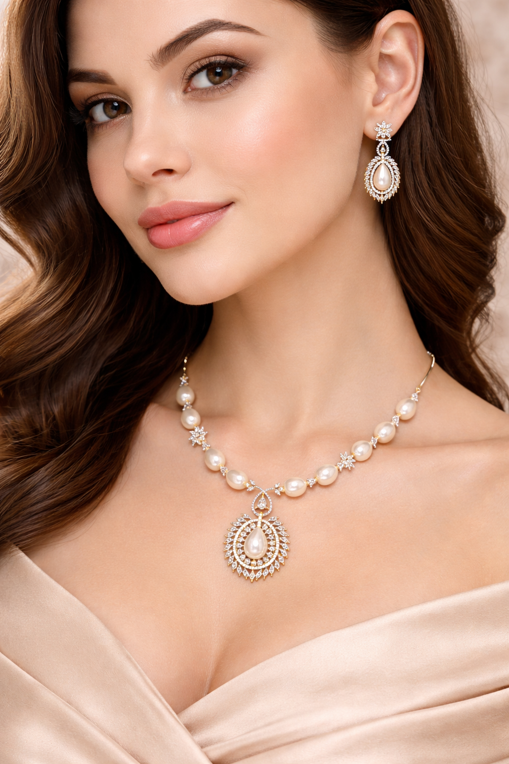 Pearl Radiance Teardrop Necklace Set