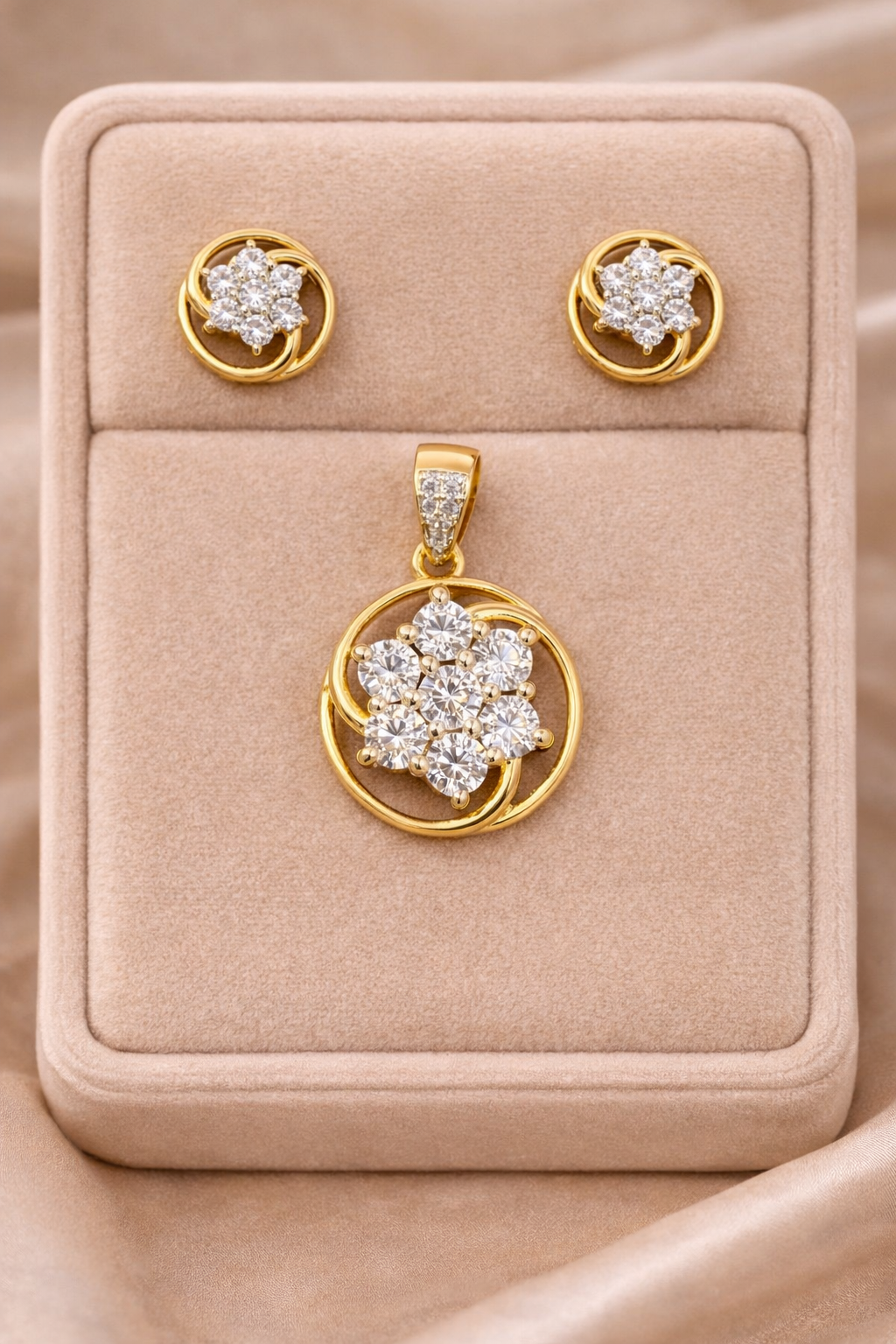 Celeste Flora Diamond-Style Pendant & Stud Set