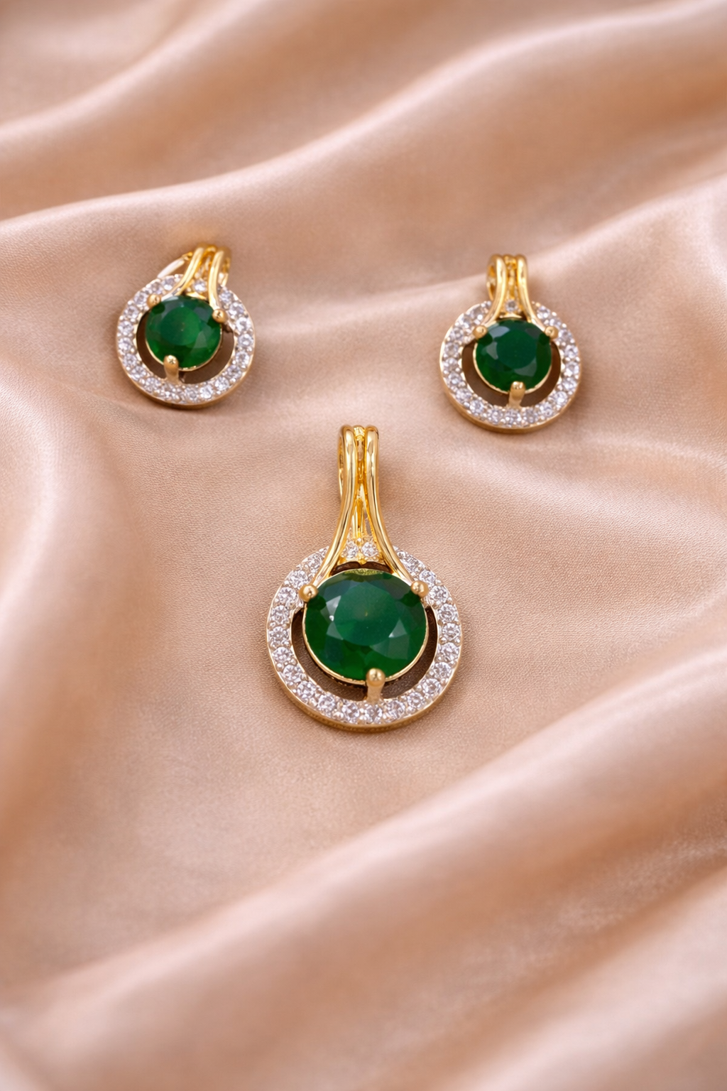 Royal Aura CZ Stone Pendant Set with Stud Tops