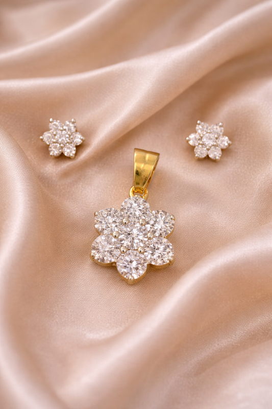 Eterna Bloom Diamond-Style Pendant & Stud Set